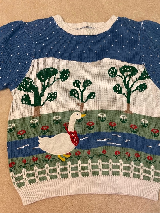 Sweater Loft Sweaters - Vintage 1980s sweater Loft Country Goose Landscape Puff sleeve sweater medium